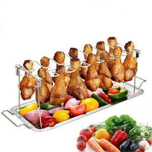 14 Slot Stainless Steel Chicken Leg Grill Rack