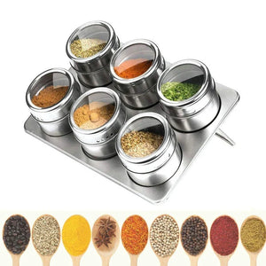 Magnetic Spice Jars with Spice Rack